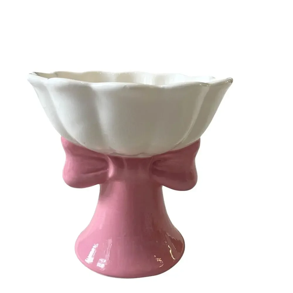 Pink Bow Raised Ceramic Pet Bowl 5
